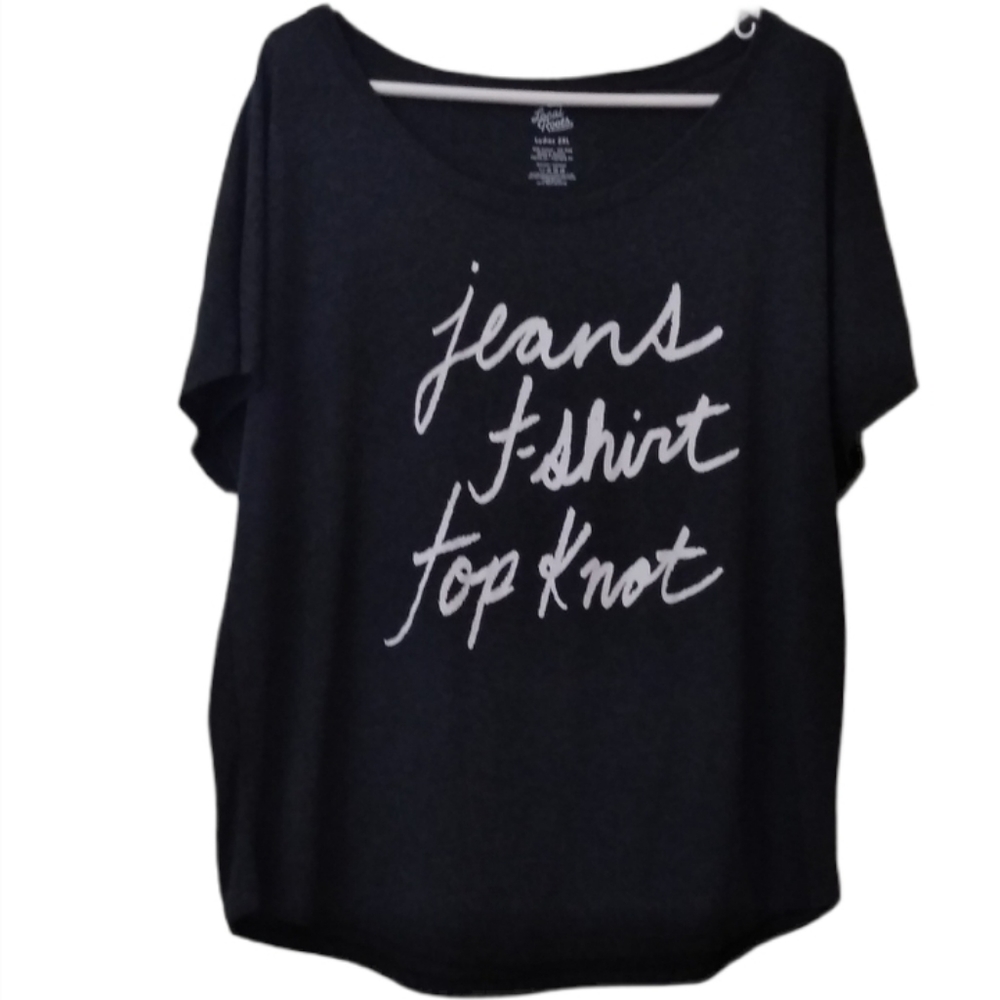 Fun & Sassy Scripted Tee Size 2XL Light Black VGUC